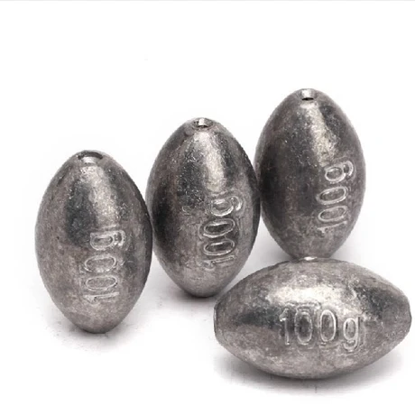 

4pcs Lead Fishing Sinker Weight 100g Olive Shape Seawater Lead Sinkers Fishing Tackles