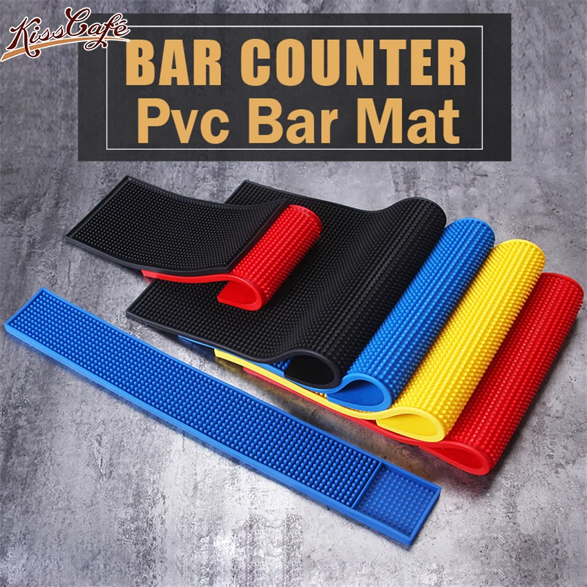 

1 pc 3 Size & 4 Color Rectangle PVC Bar Mat Rubber Beer Bar Service Spill Mat For Table Black Water Proof Mat