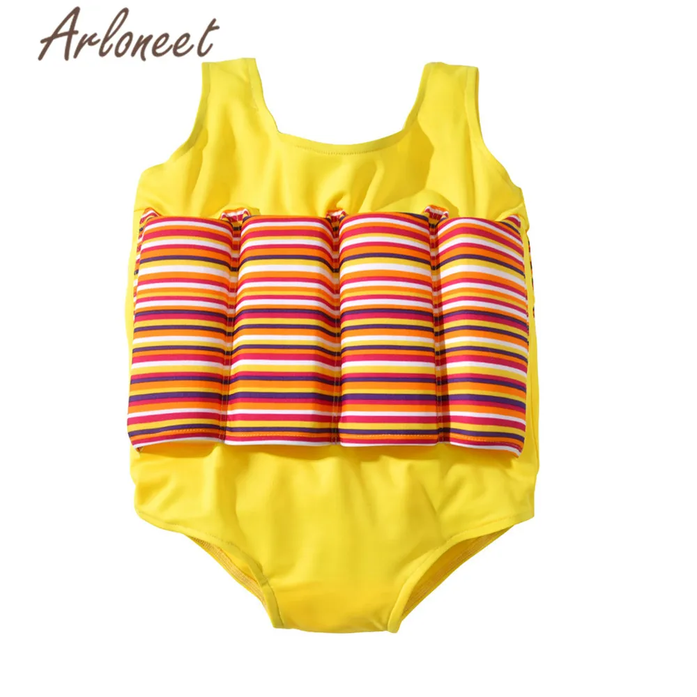 

ARLONEET Clothes swimwear girl life jacket vest Striped print swimsuit 2019 beachwear swimming suit for girls summer costume set