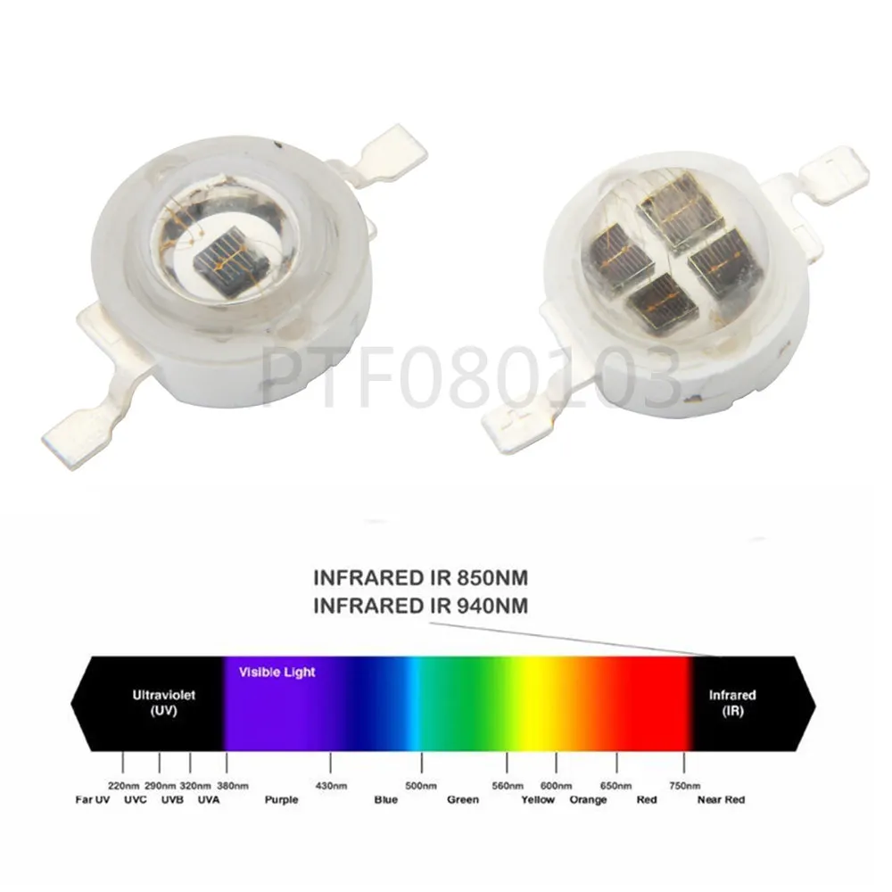 Высокая мощность светодиодный чип 850nm 940nm ИК инфракрасный 3 Вт 5 Вт излучатель светильник бисера COB 850 940 нм ночное видение CCTV камера