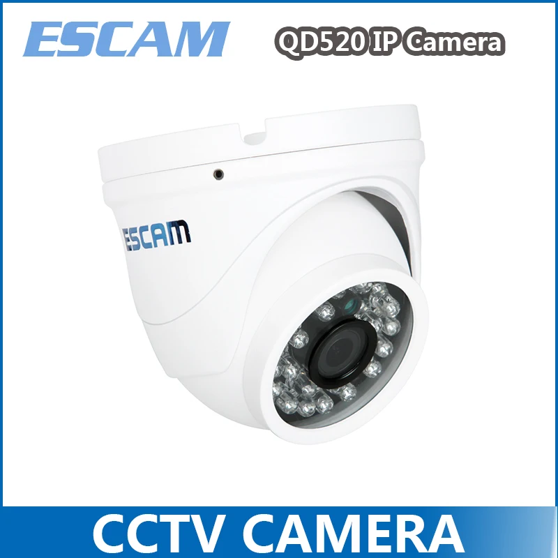 Escam Peashooter QD520 Support Onvif 720P H.264 1/4 CMOS 3.6mm Fixed Lens Night Vision P2P Mini Dome security IP Camera 