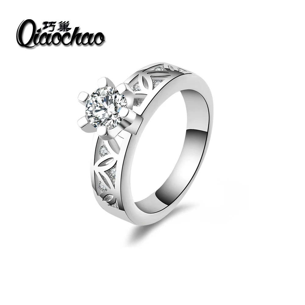 New square design Silver filled ring Cubic zirconia font b wedding b font rings font b