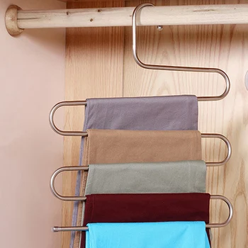 

Pants Hanger 5 Layer Clothes Holder Tie Belt Scarf Organizer Racks Space Saving Sweat Pants