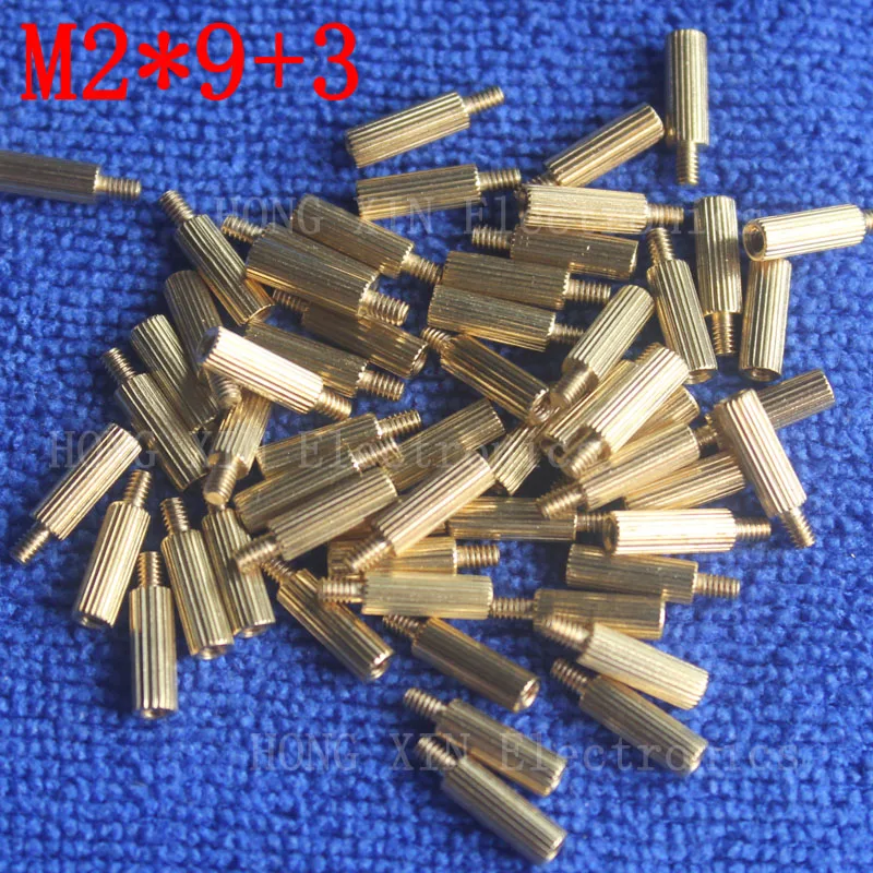 M2*9+3 10Pcs brass Standoff 9mm Spacer Standard Male Female brass