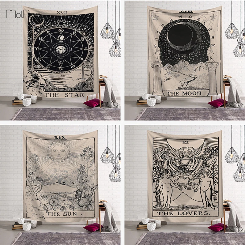 

Indian Mandala Tapestry Wall Haning Decoration Astrology Tarrot Sun Moon Pattern Blanket bohemian Decorative Hippie tapestry 1pc