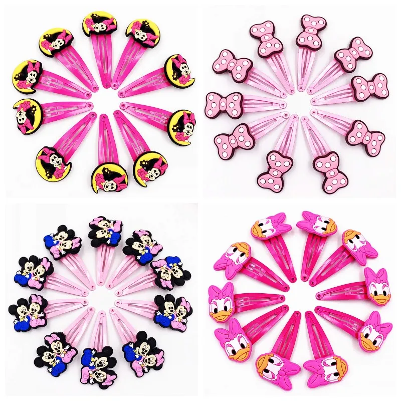 

10Pcs Cute Cartoon Mickey Minnie Daisy Hair Accessories Girls Hair pins BB Hair clip Children Headwear For Kid Gifts Headwear