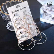 OATHYAN 6 пар/компл. Модный Круглый Кулон покрытый серьги в виде колец, для Для женщин панк металлический серебро/розовое золото/золото серьги, набор, для женщин, ювелирные изделия