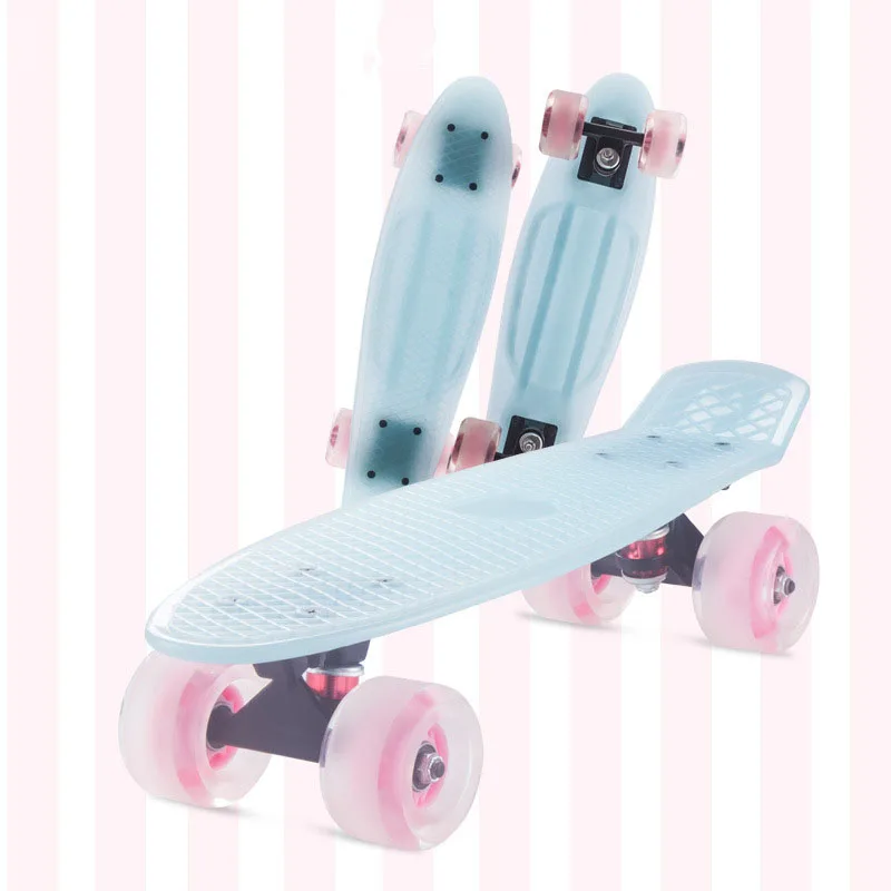 

22 Inches Four-wheel Mini Cruiser Banana Style Longboard Pastel Color Skate Board Street Long SkateBoard Outdoor Sports