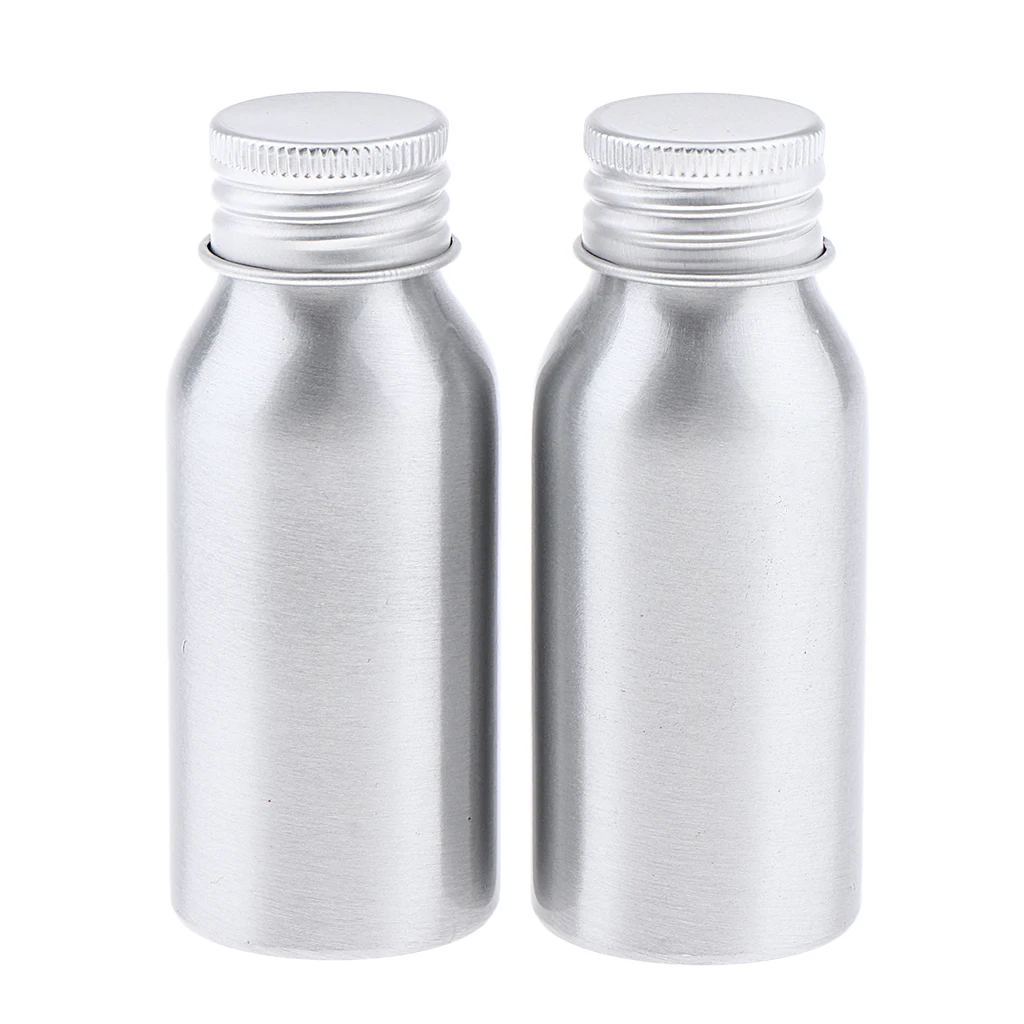 Pack 0of 2 Aluminum Bottle & Wide Mouth & Lids for Powders,Tea,Spice,Pills