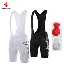Geeklion Белые велосипедные шорты с нагрудником для мужчин Pro Team дышащий CoolMax Pad MTB быстросохнущие дорожные велосипедные шорты