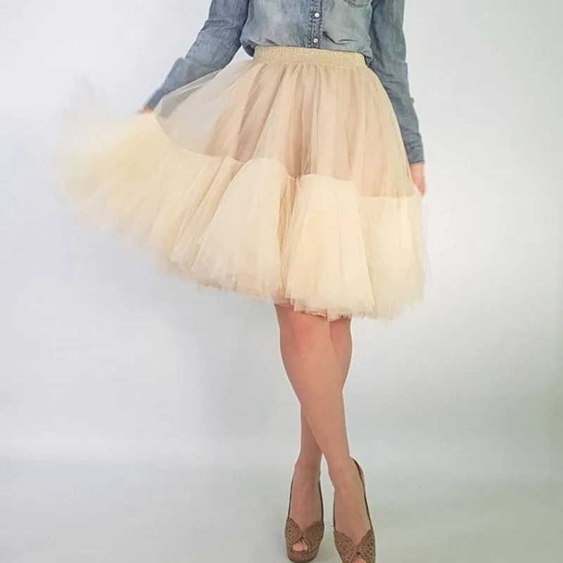 Preppy Light Gold Ruffles Midi Tutu 