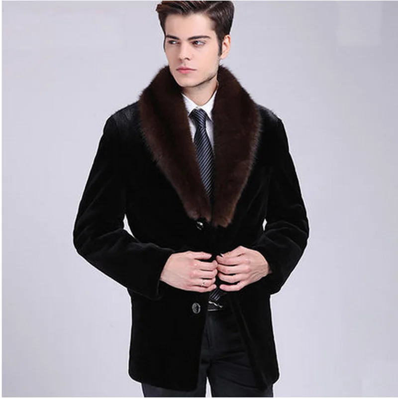 S 5XL Male Winter Autumn Imitation Mink Coat Large Size Turn Down