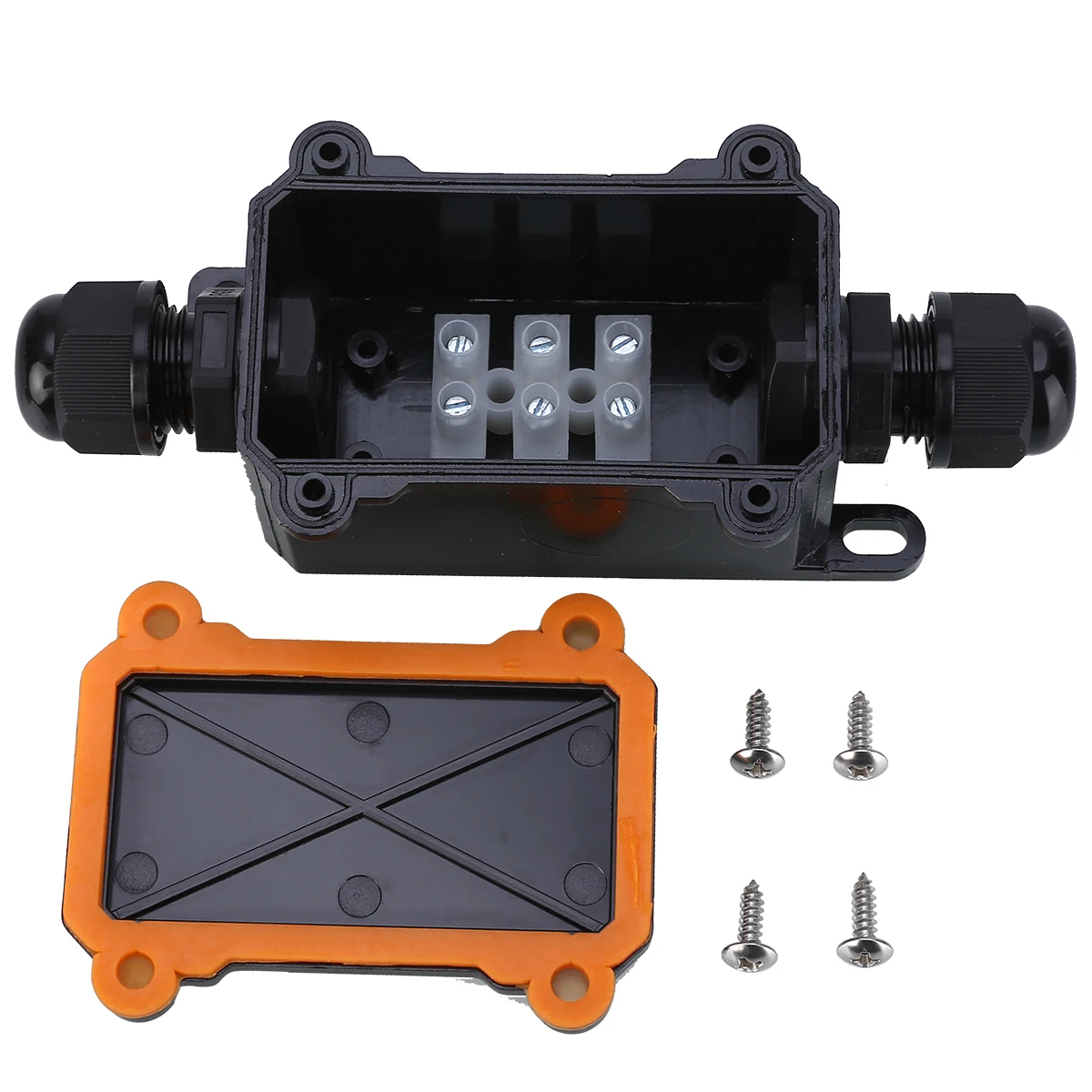 

1pc Black Electrical Junction Box 2 Way Waterproof IP68 for Outdoor Lighting Cable Wire Protection Connector Junction Box
