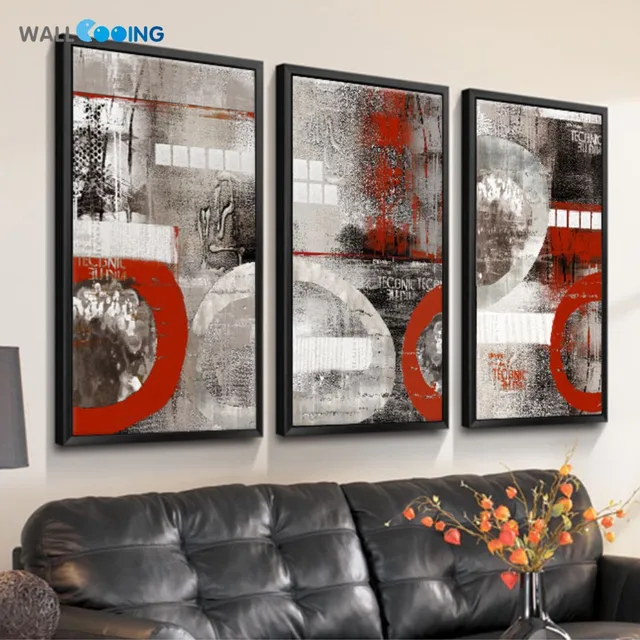 Peinture Abstraite Rouge Impression Dart Vertical Décor à La Maison
