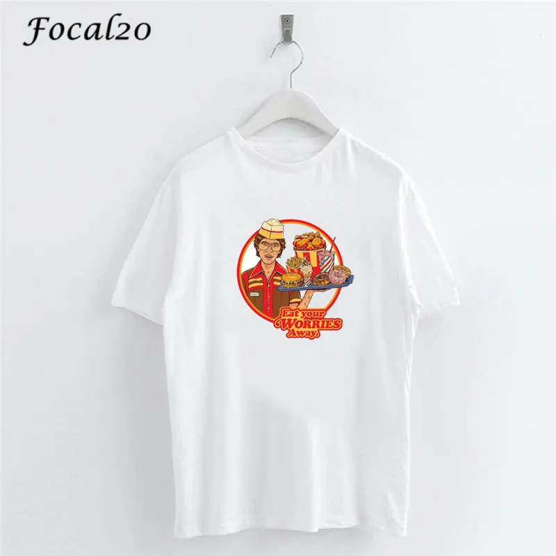 

Focal20 Trendy Devil Cartoon Letter Print Women T-shirt Summer O-Neck Short Sleeve Casual Women T Shirt Tee Top Streetwear