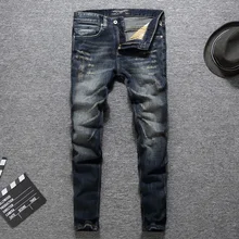 Italian Fashion Designer Men Jeans High Quality Classical Brand Jeans Men Slim Fit Dark Color Ripped Jeans Homme Biker Jeans Italian Fashion Designer Men Jeans High Quality Classical Brand Jeans Men Slim Fit Dark Color Ripped Jeans Homme Biker Jeans