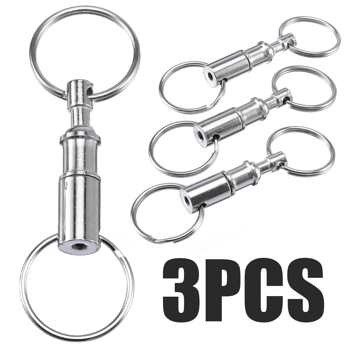 

3pcs Detachable Key Chains Pull Apart Quick Release Keyrings Removable Double Split Rings