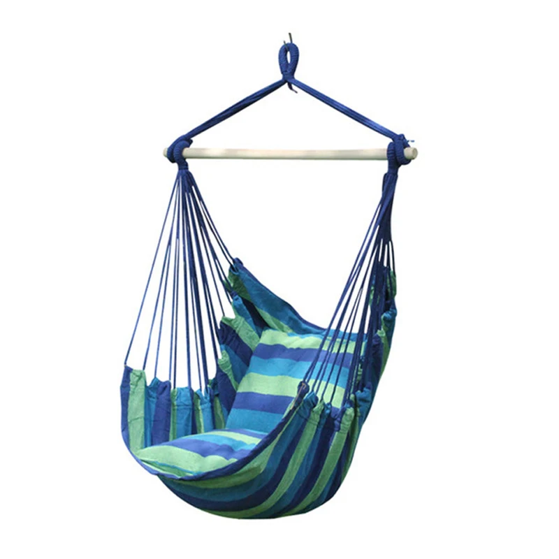 New Swinging Hanging Chair Indoor Outdoor Furniture Hammocks Thick Canvas Dormitory Swing with 2 Pillows Hammock Camping