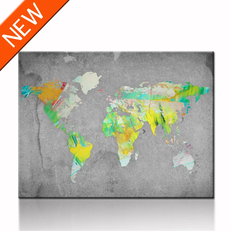 

FREE SHIPPING Unique Abstract Painting Wall World Map Interior Room Decor(Unframed)75x100cm