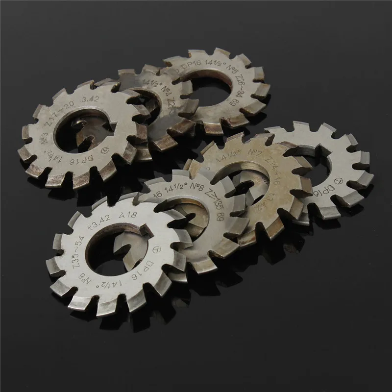 

WOLIKE 8Pcs/Set HSS Involute Gear Milling Cutter Set PA14.5 Degree 22mm Bore #1-8 Assortment Kit Set for Milling Machine Tools