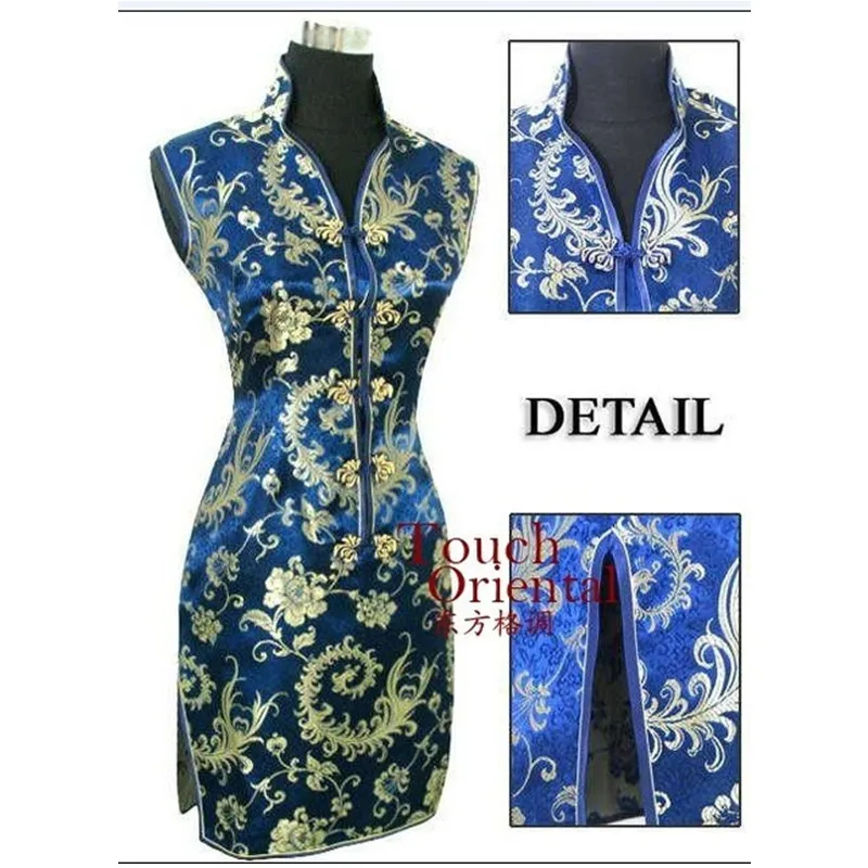 Black Red Chinese Traditional Women Summer Dress Silk Satin Cheongsam Sexy V-Neck Qipao Floral Size S M L XL XXL XXXL