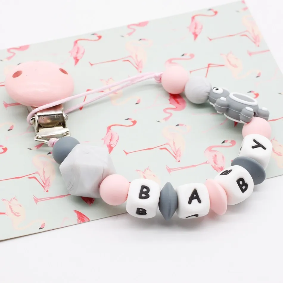 New Baby Personalised pacifier clip, dummy chain, silicone pacifier holder, custom name pacifier clip