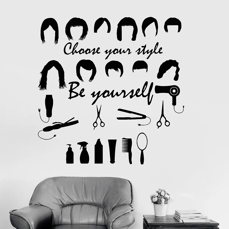 Hair Salon Wall Decals Stylist Hairdresser Wall Stickers Removable Art