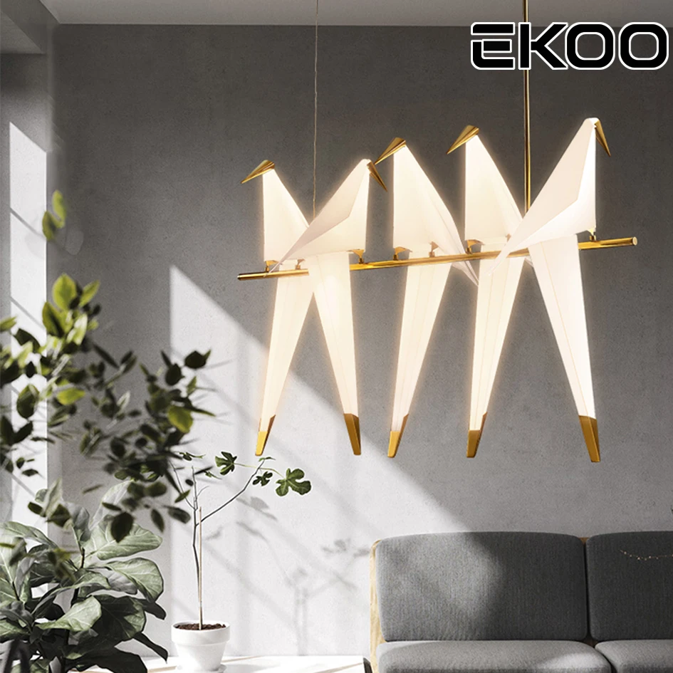 EKOO современный светодиодный подвесной светильник в виде птицы для ресторана, гостиной, столовой, детской комнаты, светодиодный подвесной светильник в виде птицы