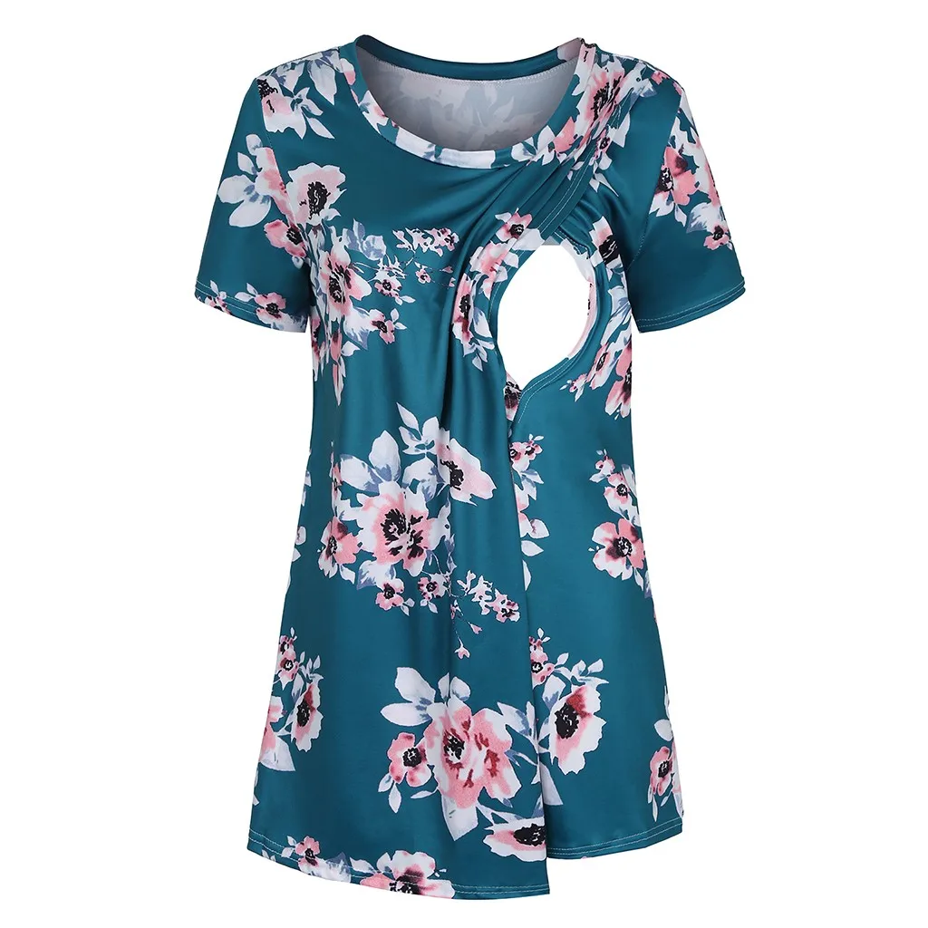

Pregnant Clothes Women Maternity Pregnancy Floral Print Nursing Baby Breastfeeding T-shirt Tops O-Neck Pregnancy long Tee shirt