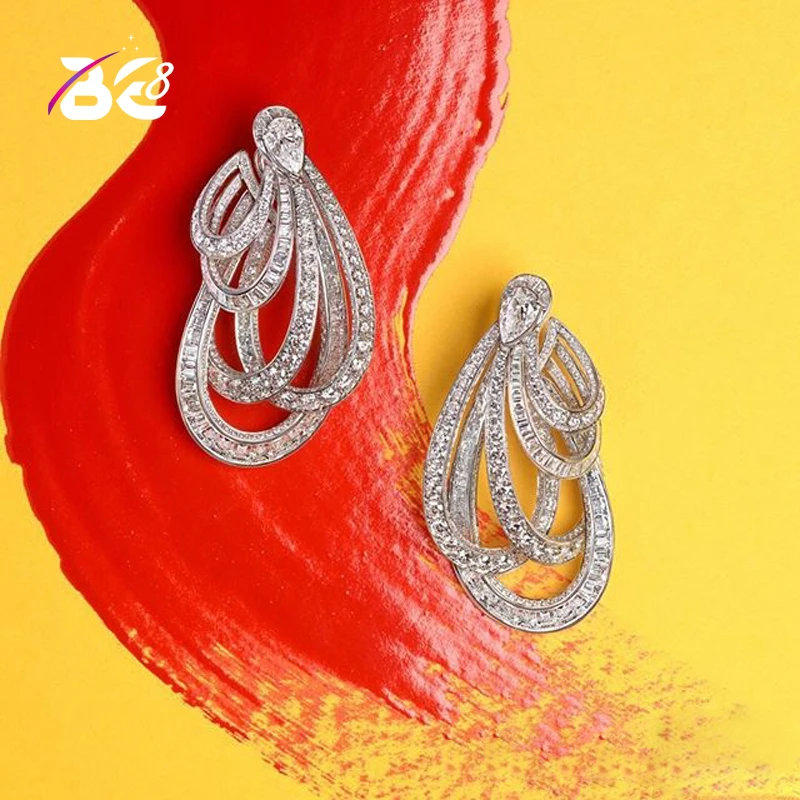 

Be 8 Big Brand Luxury micro pave setting AAA cubic zirconia leaves shaped Stud earrings dress patry accessaries E802