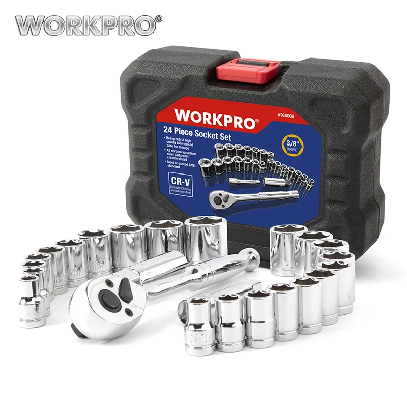Skup WORKPRO 24PC zestaw narzędzi klucz dynamometryczny zestaw gniazd 3 8 \