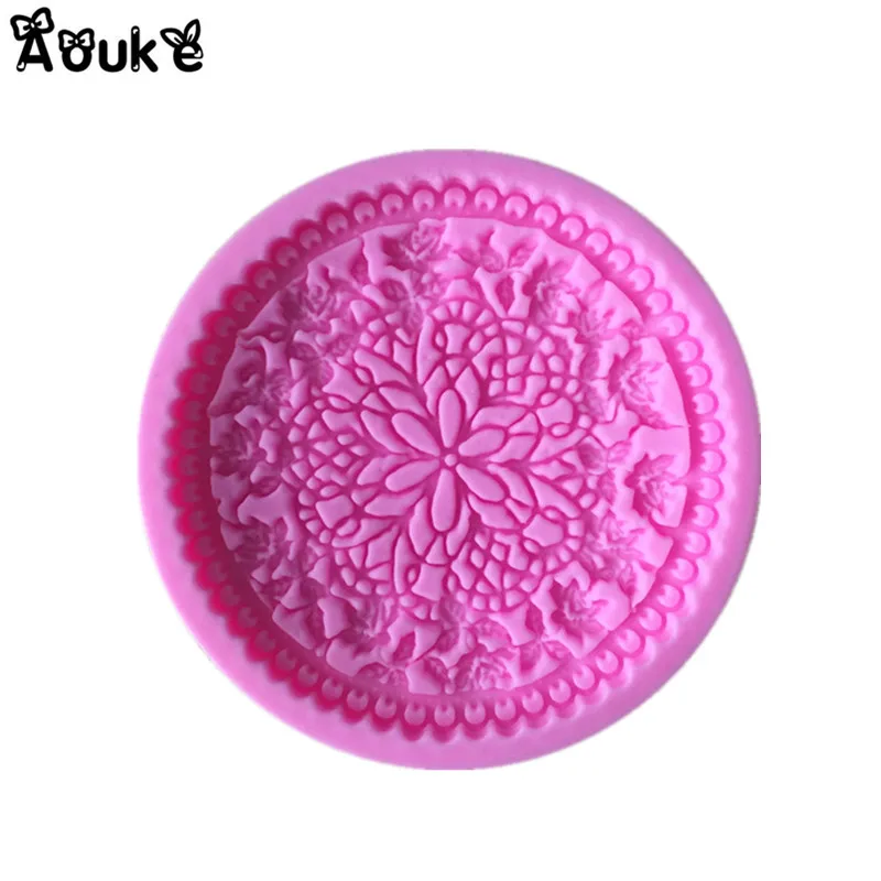 Round Flower Shape Embossed Silicone Mold Fondant Cake Molds Chocolate Candy Biscuits Moulds DIY