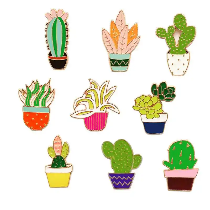 

Fresh Plant Drip oil Brooch Women Gift Brooches Wild Simple Lovely New Cheap Flower Pot Creative Badge Jewelry Accessories