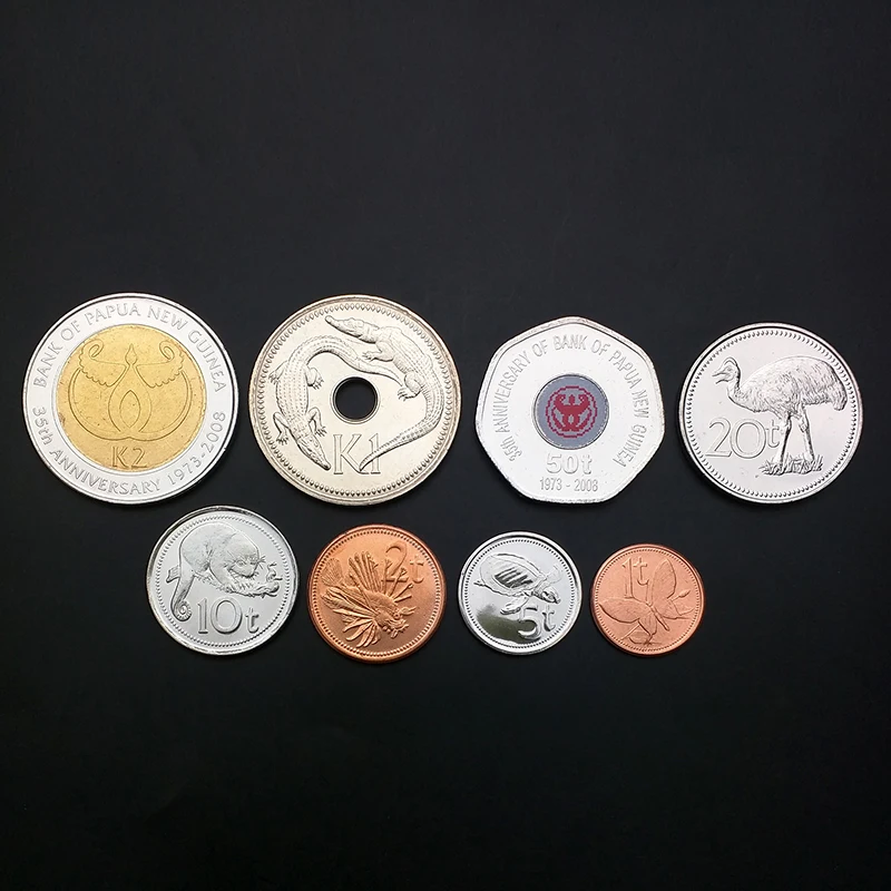 

Set 8Pcs Papua New Guinea Coins set edition, Asia 100% Real and Original Coin for Collection New