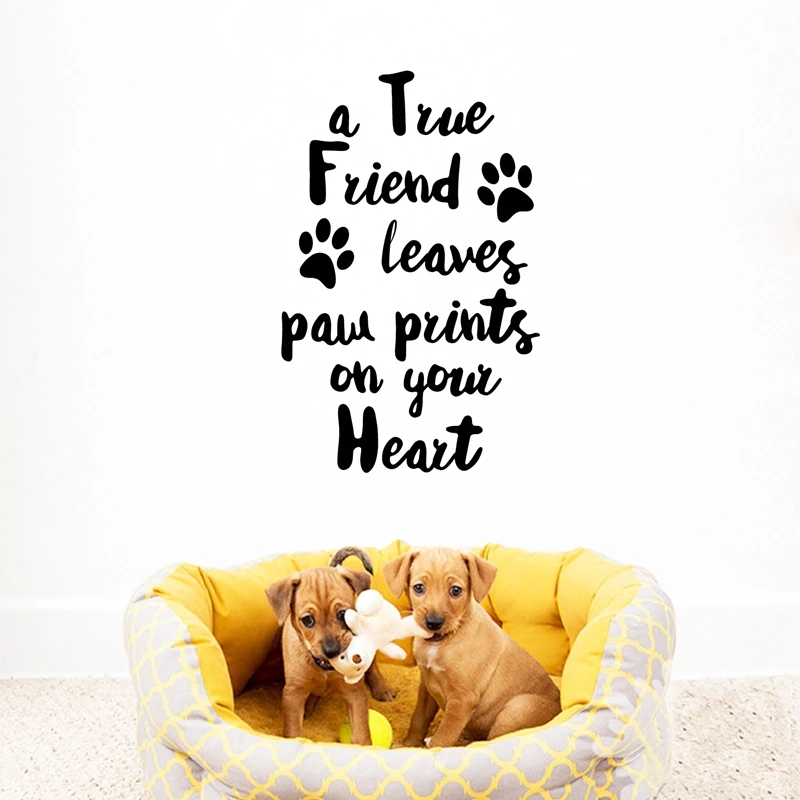 A True Friend Leaves Paw Prints Sticker Home Wall Decor