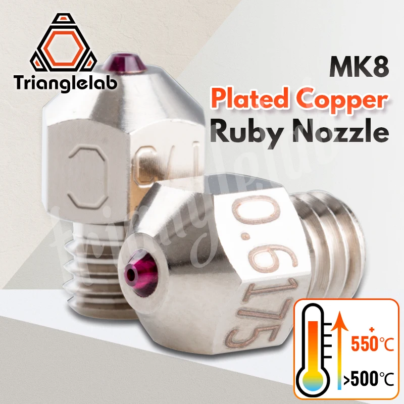 C Trianglelab MK8 Plated Copper Ruby Nozzle Ultra High Temperature Compatible With Special Materials PETG ABS PEI PEEK NYLON
