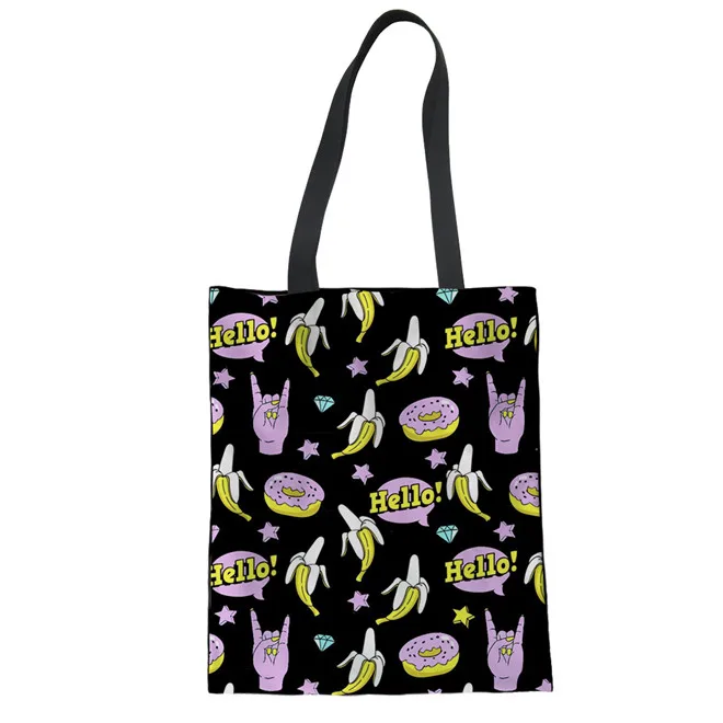 FORUDESIGNS/женская сумка на плечо с принтом банана, сумка для покупок, для подростков, для девочек, большая сумка-тоут, модная дорожная сумка-Органайзер, Mochila - Цвет: CC6070Z22