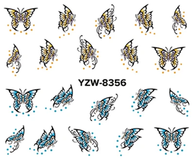 YZWLE 1 лист на выбор бабочка серия наклейки для ногтей водяные наклейки для ногтей искусство переводные наклейки s для ногтей - Цвет: YZW8356