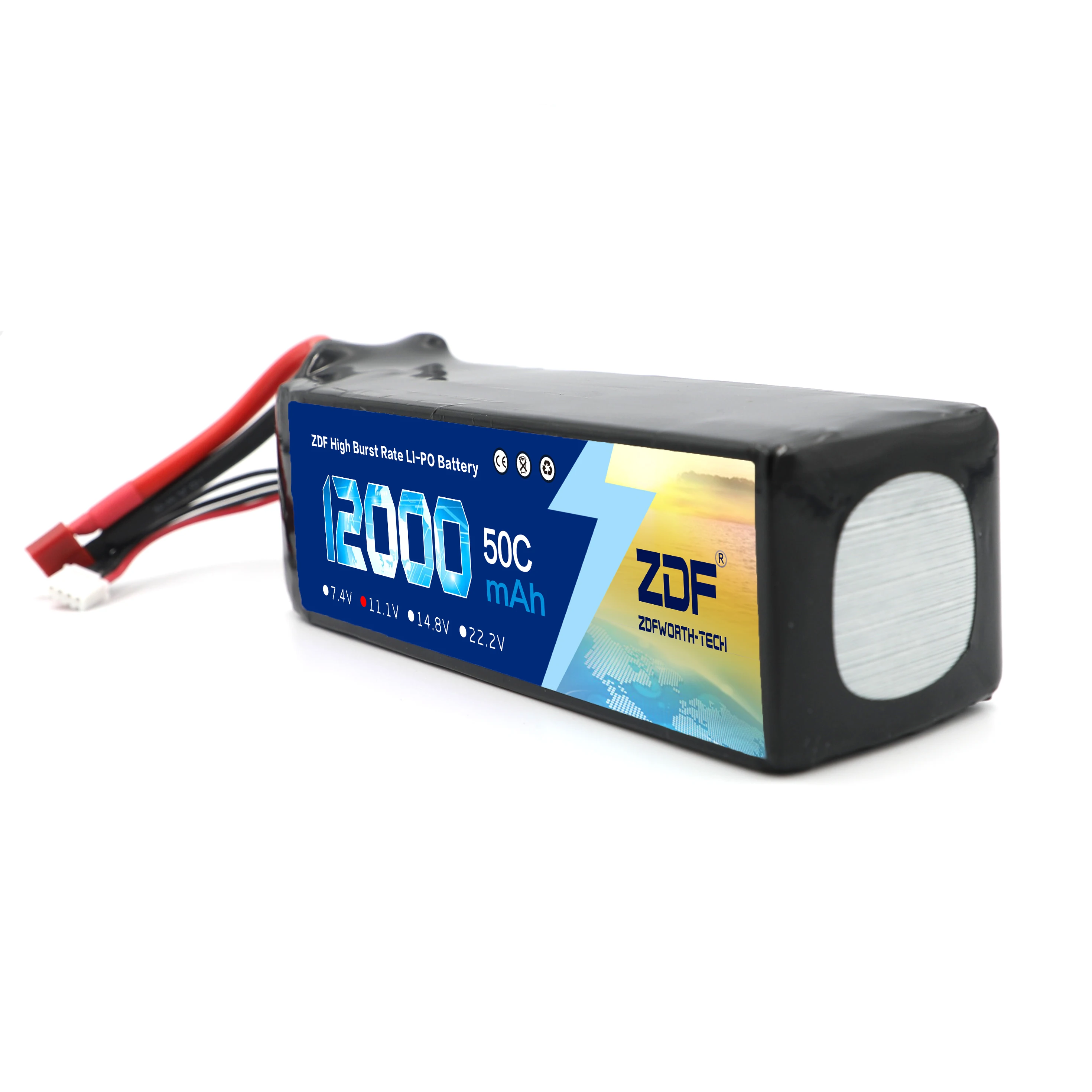 Аккумулятор ZDF 3S 11 1 В 12000 мАч 50C/100C LiPo для аэроплана многоосевой 1:8 1/8