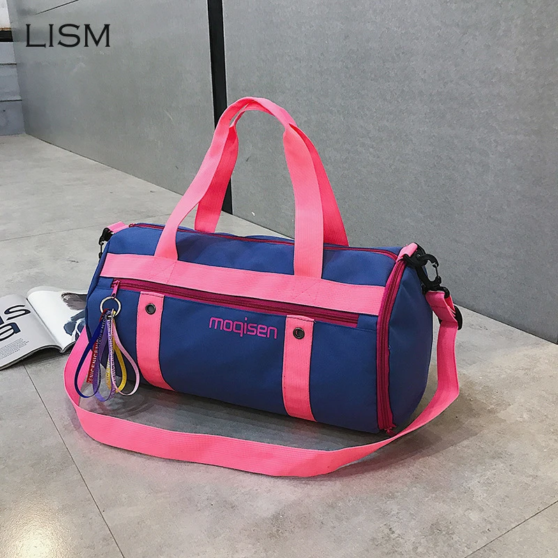 

LISM Women Sports Gym Bag Fashion Girl Canvas Fitness Bags Travel Handbag Storage Bag Shoulder Yoga Bag with Shoes Compartment