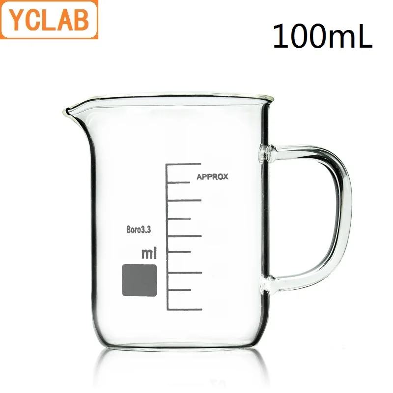 YCLAB 100 мл стакан низкой формы боросиликатное 3,3 стекло с выпускной ручкой носик мерный стакан лабораторное химическое оборудование