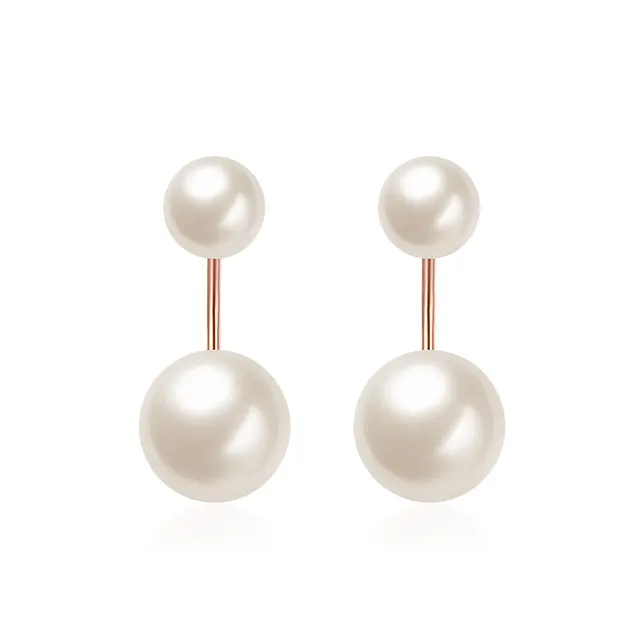 2018 New Arrivals Double Pearl White Drop Earrings Rose Gold 2018 New Arrivals Double Pearl White Drop Earrings Rose Gold Hot Women Lady Gift