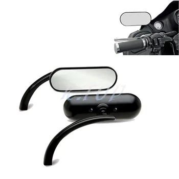 

1Pair Motorcycle Black Mini Oval Side Mirrors For Harley Dyna Softail Sportster Touring