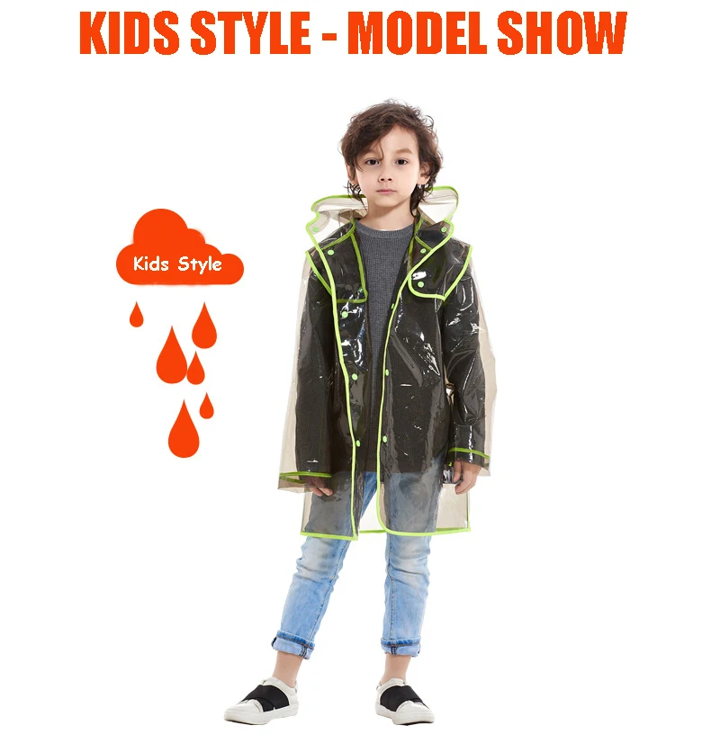 Модный милый Детский прозрачный плащ EVA хорошего качества с капюшоном для мальчиков и девочек, дождевик, верхняя одежда для дождливой погоды