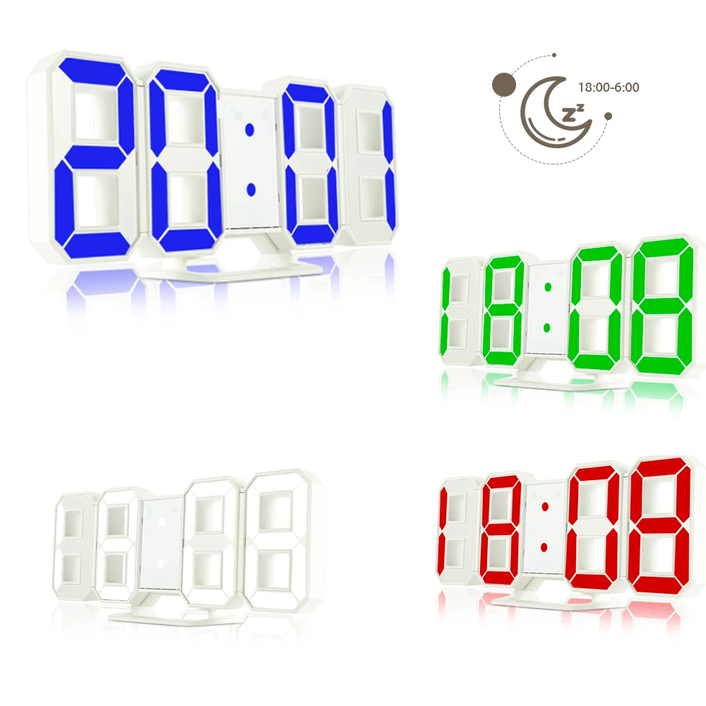 

3D Number LED Digital Alarm Clock Electronic Desk Clocks 24/12 Hours Display Dimmable Nightlight Snooze Function Home USB Cable