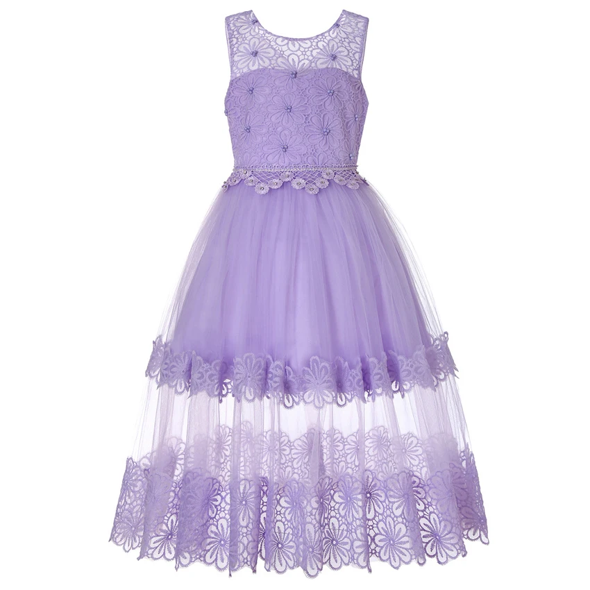 

2019 New Girls Lace Wedding Dress for Attend Formal Wedding Party Dresses Summer Girls Clothes Evening Dress