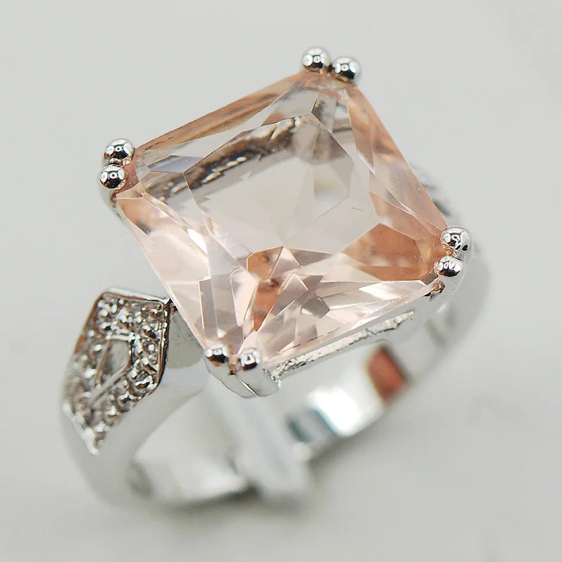 Модное женское кольцо из серебра 925 пробы Morganite F917 Размер 6 7 8 9 10|ring chandelier|ring toursrings