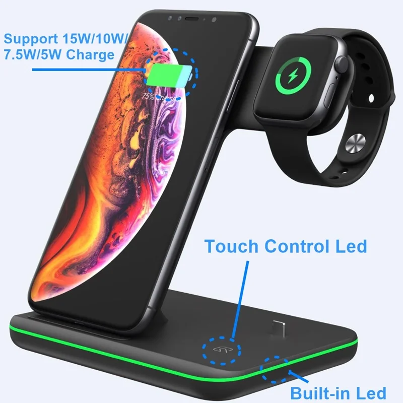 Беспроводное зарядное устройство Tongdaytech Qi 15 Вт для Iphone X 8 11 Pro Max быстрая зарядка
