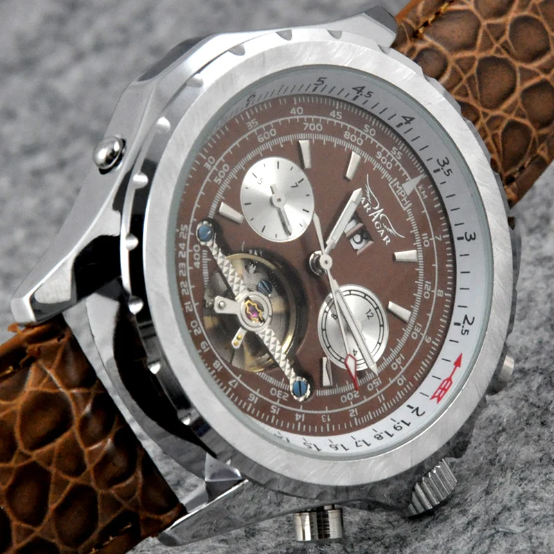 Роскошные Брендовые мужские армейские механические часы JARAGAR automatic Tourbillon