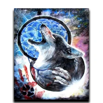 

5D Diy Diamond Animal Painting Snow Crafts Mosaic Crystal Rhinestones Full Square Diamond Diamond Embroidery With Anger Wolves